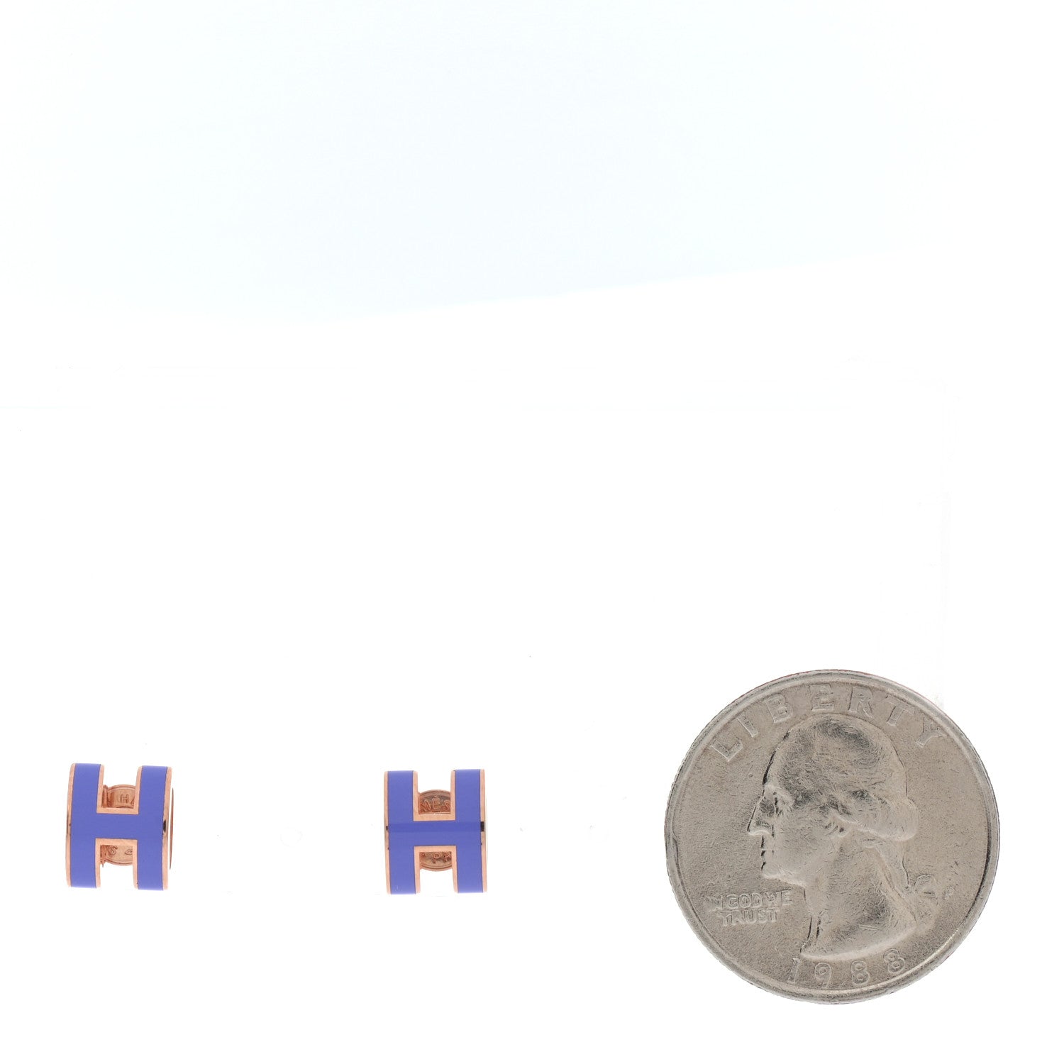 Hermes Rose Gold Lacquered Mini Pop H Earrings Lilac 2 of 7