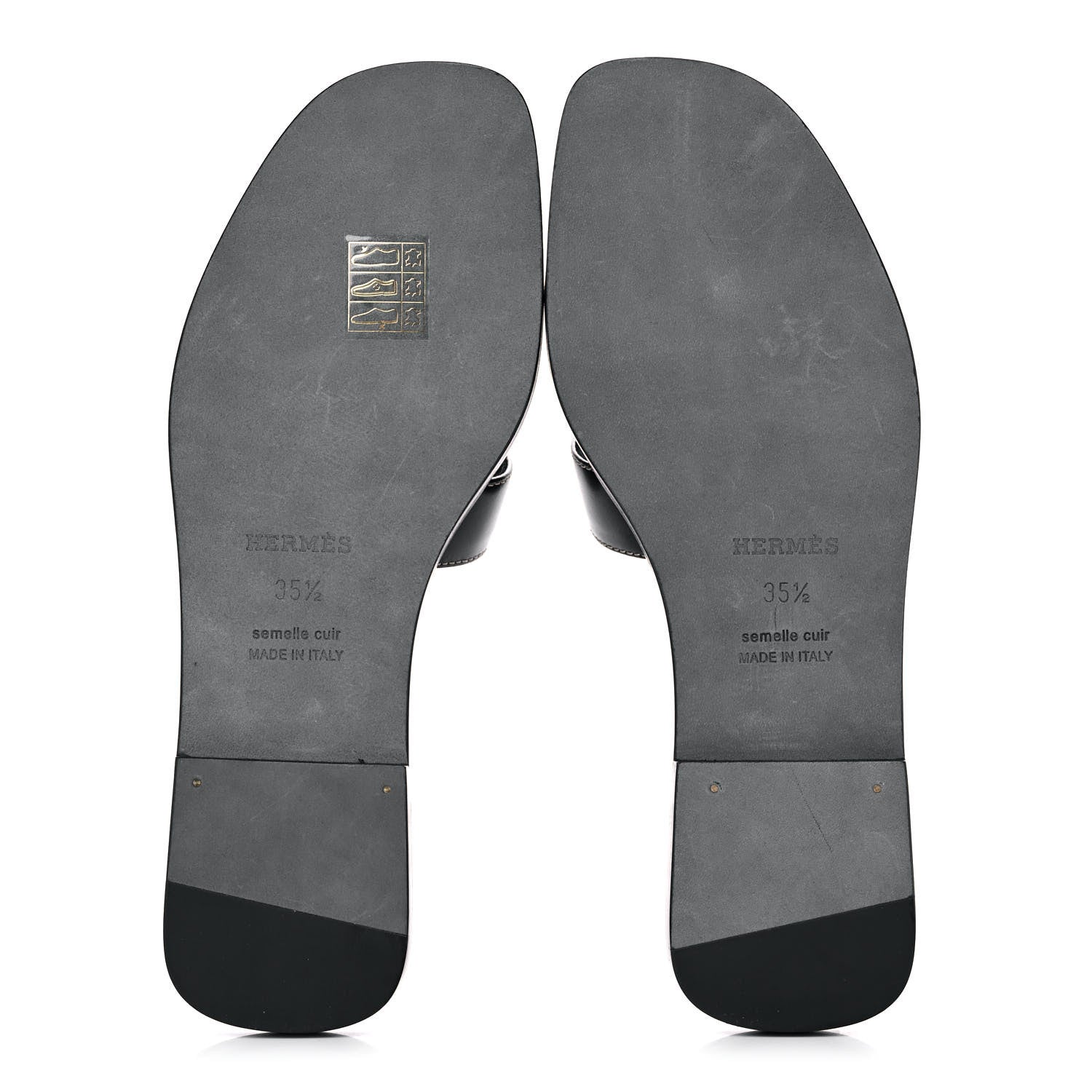 Hermes Box Calfskin Oran Sandals 35.5 Black 5 of 10
