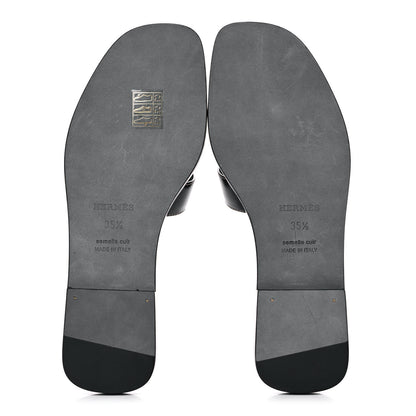 Hermes Box Calfskin Oran Sandals 35.5 Black 5 of 10