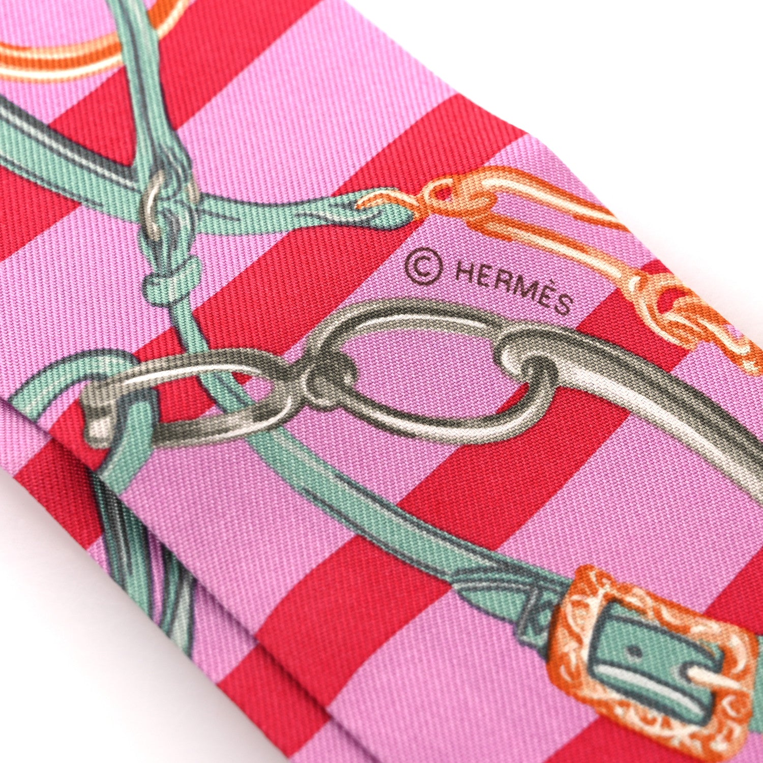 Hermes Silk Brides De Gala Bayaderes Twilly Rose Bonbon Rouge Vert Jade 3 of 5