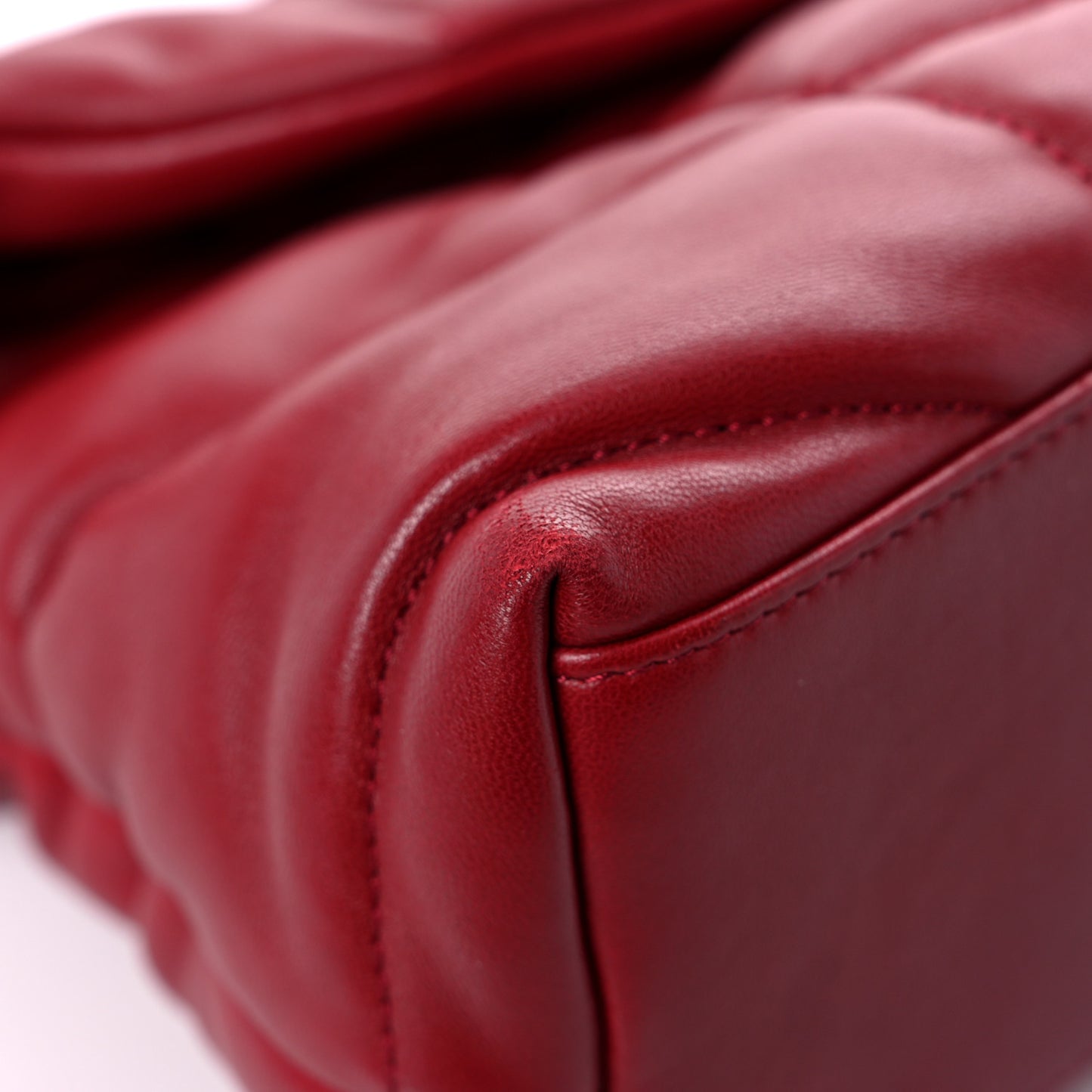 Lambskin Quilted Small Loulou Puffer Monogram Chain Satchel Red