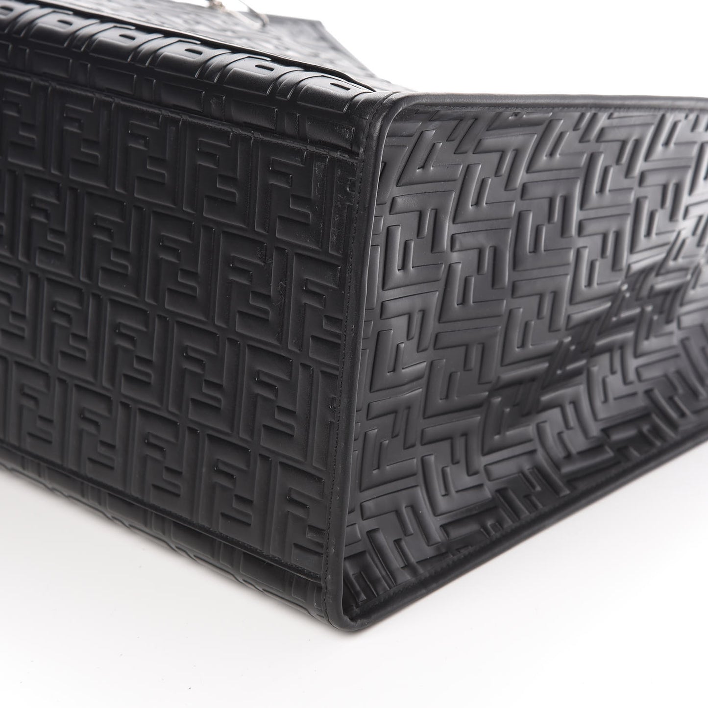 Vitello Century Wicker FF 1974 Embossed Large Runaway Shopper Tote Black