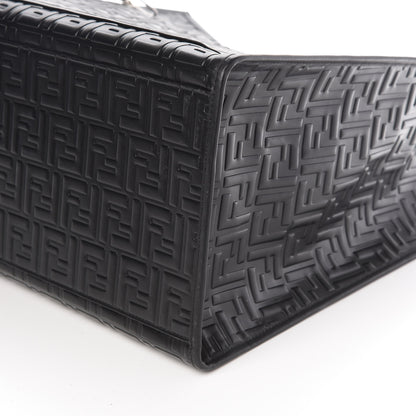 Fendi Vitello Century Wicker FF 1974 Embossed Large Runaway Shopper Tote Black 9 of 9