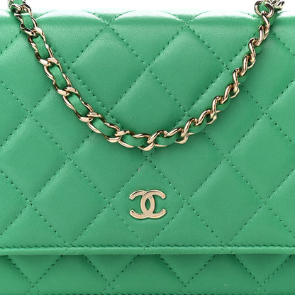 Chanel Lambskin Quilted Wallet On Chain WOC Green 8 of 12