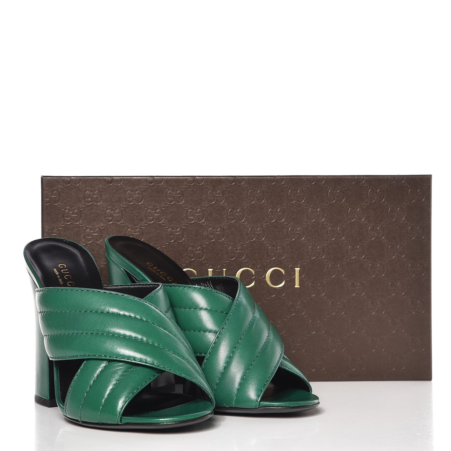 Malaga Kid Webby Crossover High Heel Slide Sandals 38.5 Emerald