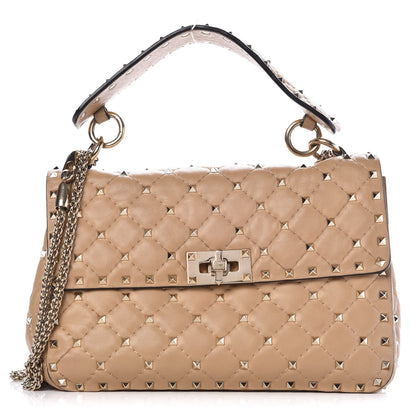 Valentino Garavani Nappa Medium Rockstud Spike Shoulder Bag Camel Rose 1 of 8