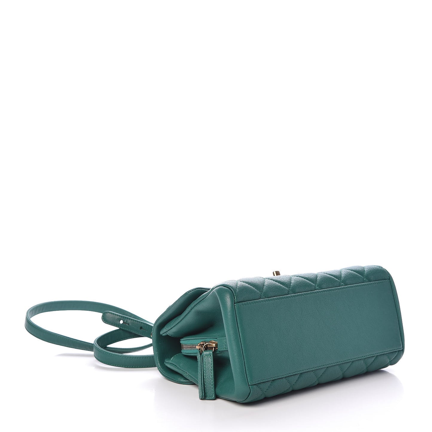 Shiny Sheepskin Quilted Small Trapezio Flap Green