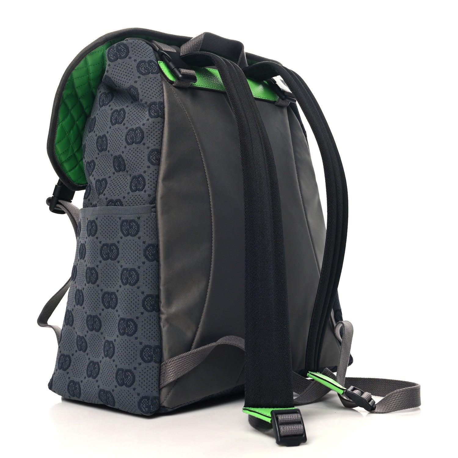 Gucci Jersey GG Monogram All Over Pan Sport Double Buckle Backpack Grey Green Multicolor 3 of 10