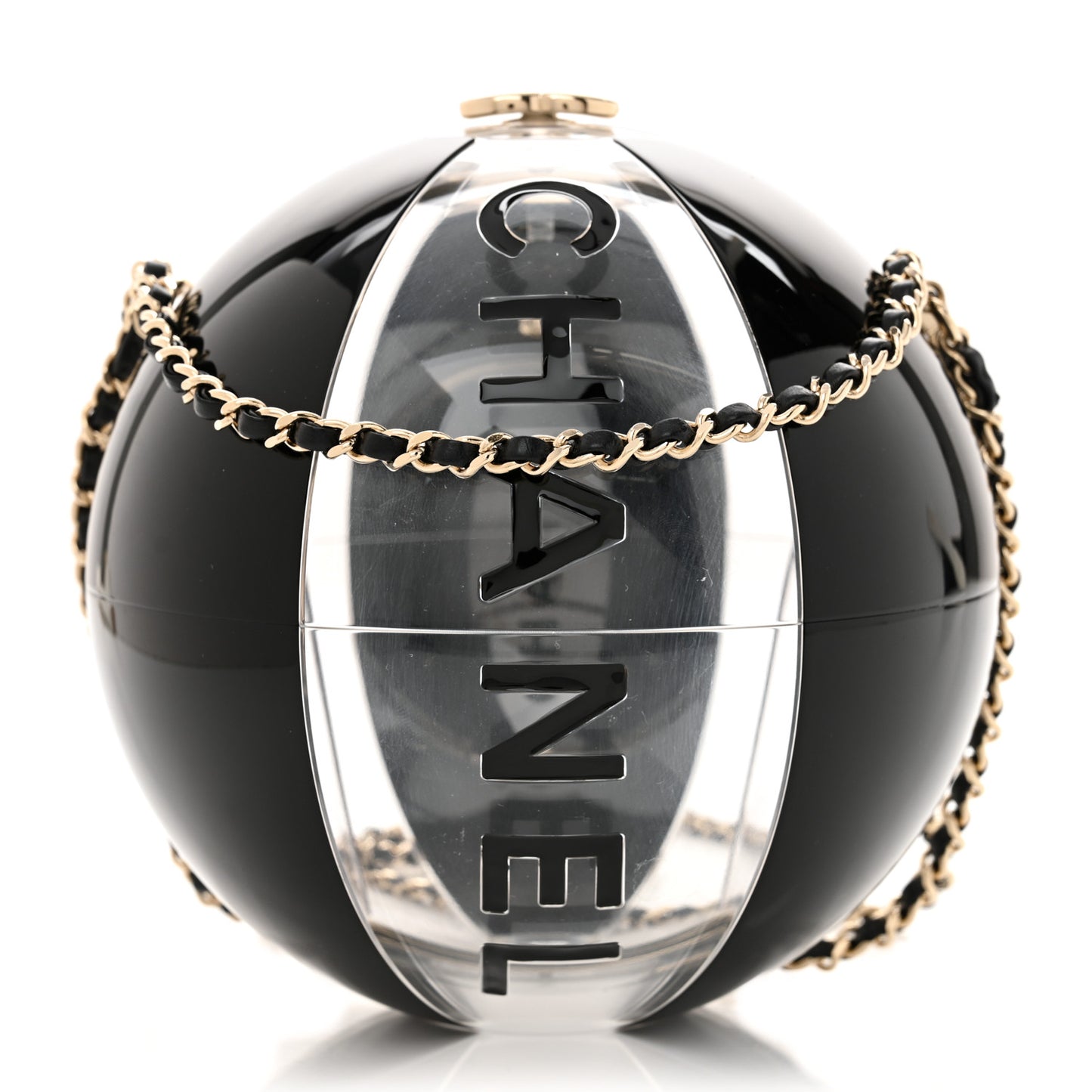 Plexiglass Coco Beach Ball Minaudiere Clutch  Black