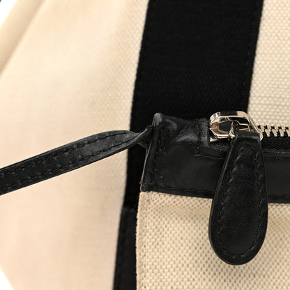 Balenciaga Cotton Canvas Satin Calfskin S Navy Cabas Natural Black 20 of 20