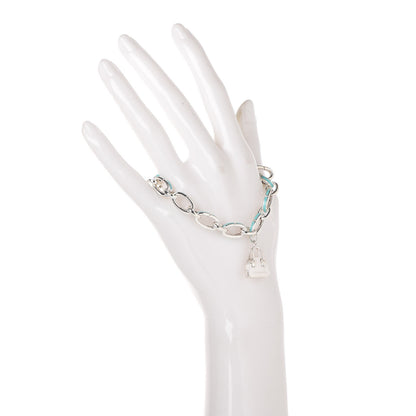 Tiffany Sterling Silver Enamel Clasping Link Charm Bracelet Blue 2 of 4