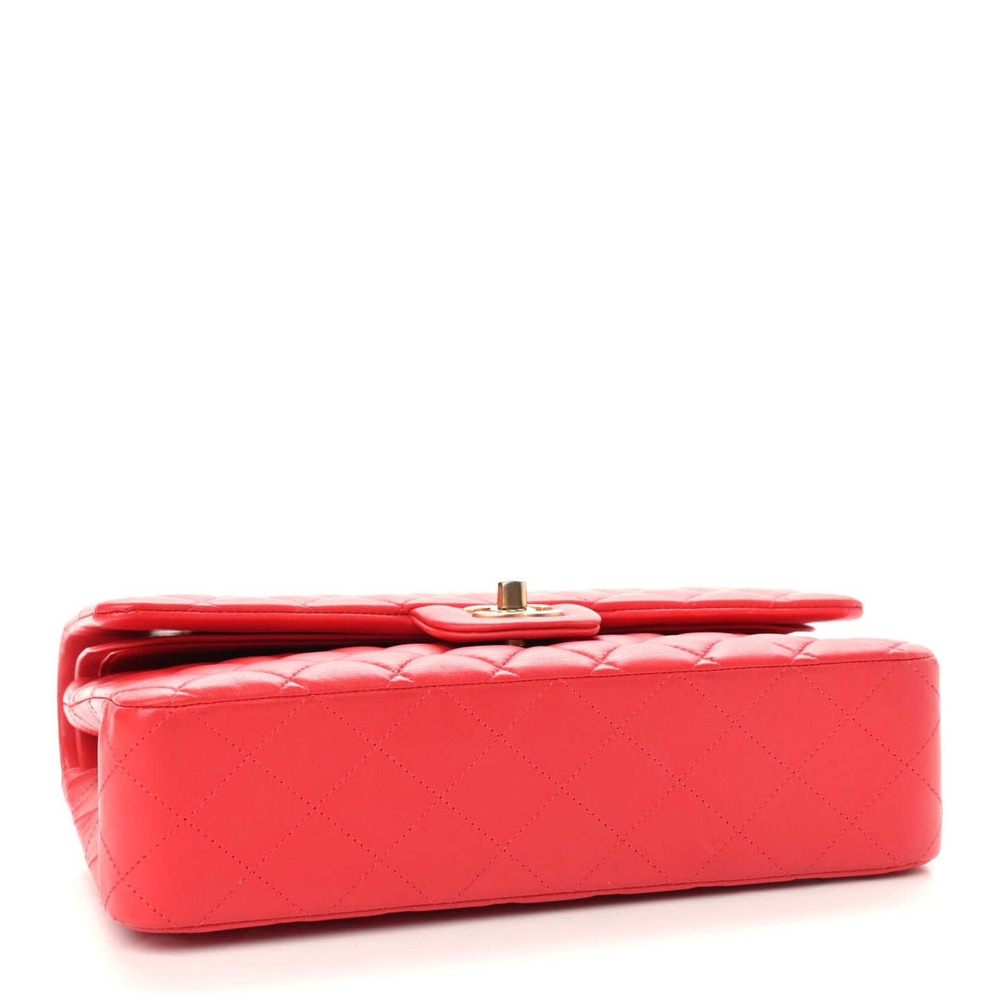 Lambskin Quilted Medium Double Flap Red