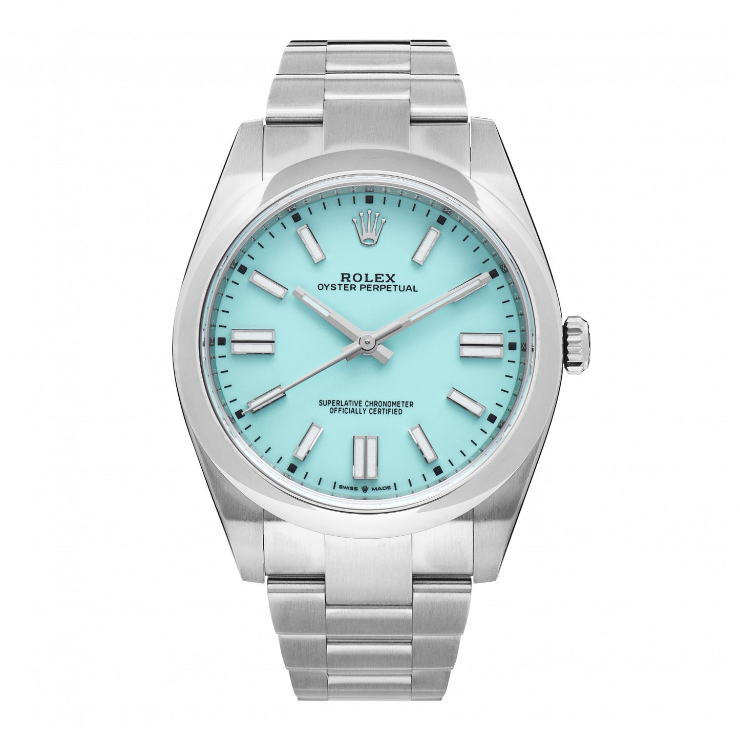 Stainless Steel 41mm Oyster Perpetual Watch Turquoise 124300