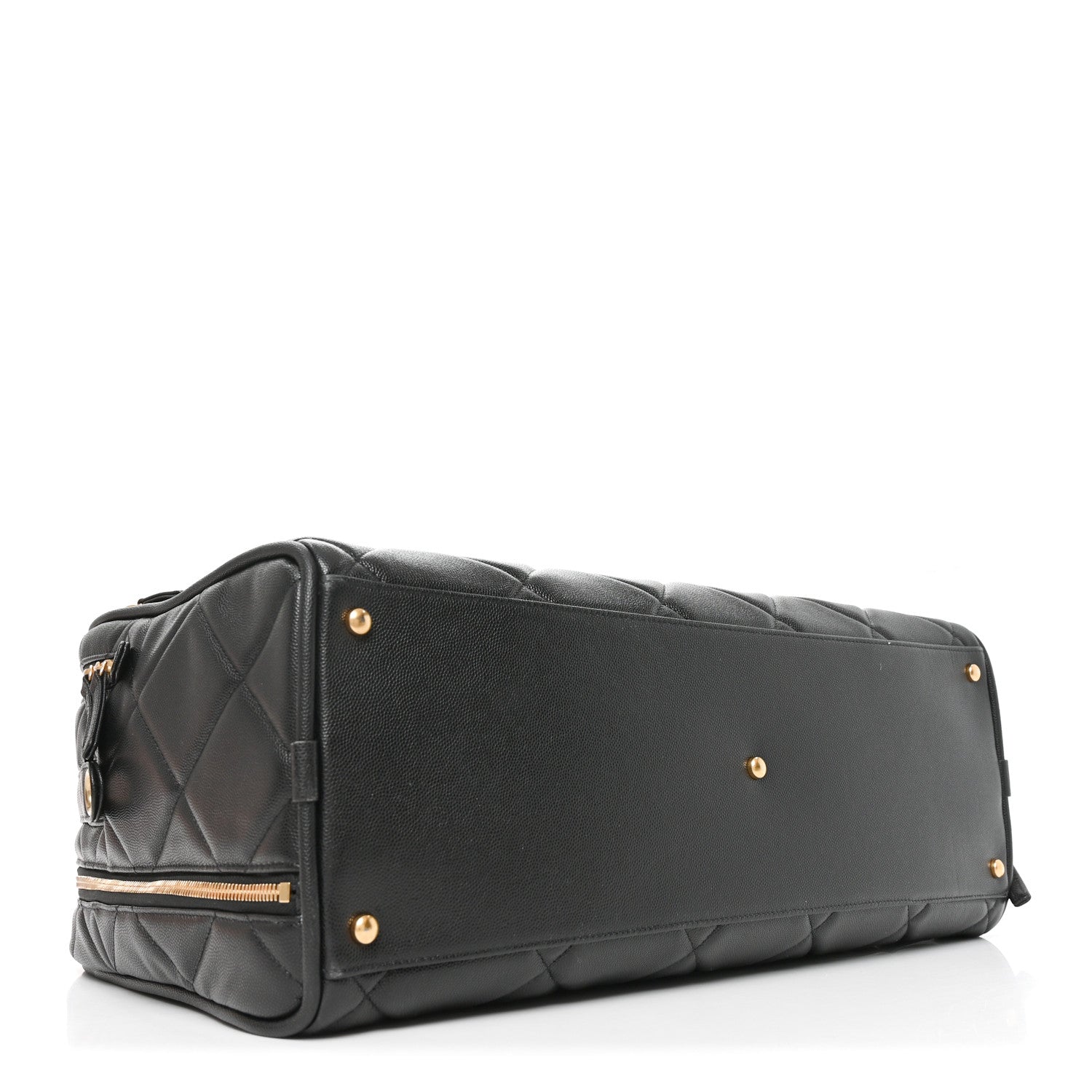 Chanel Shiny Grained Calfskin Quilted Travel Bowling Bag Black 4 of 10