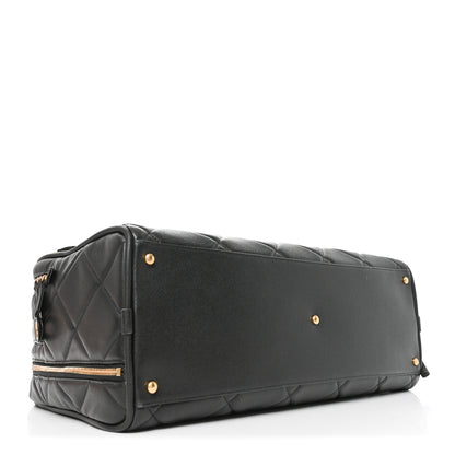 Chanel Shiny Grained Calfskin Quilted Travel Bowling Bag Black 4 of 10