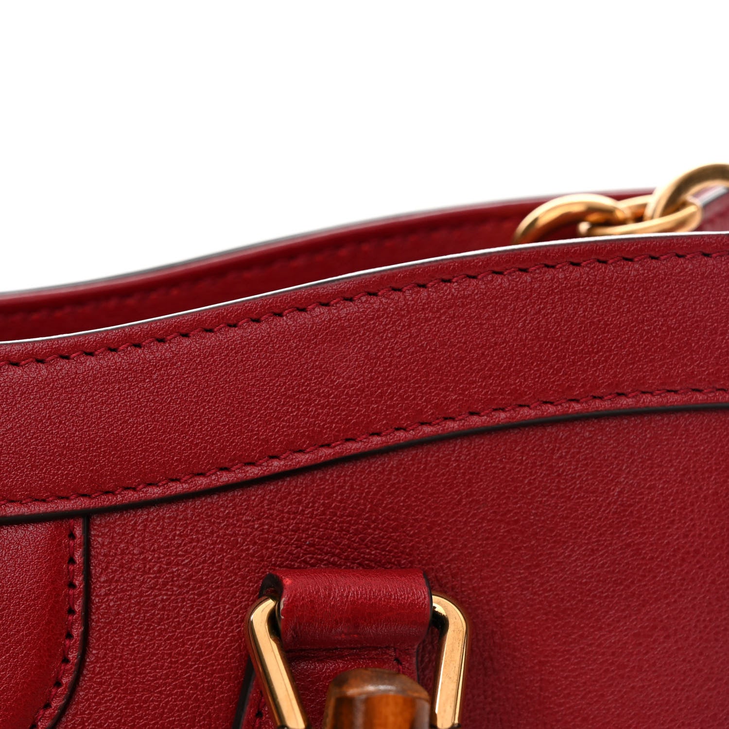 Gucci Wonka Grain Calfskin Small Diana Tote Bag Dark Red Orange Fluo 12 of 12