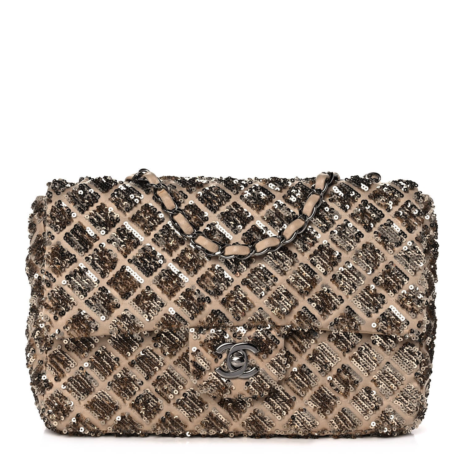 Chanel Sequin Quilted Medium Single Flap Gold 1 of 10