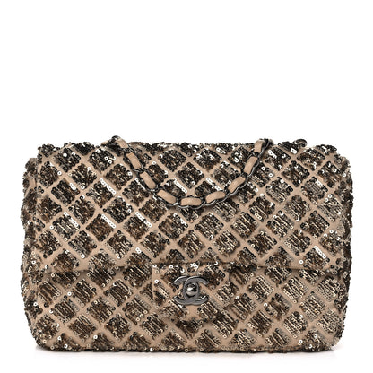 Chanel Sequin Quilted Medium Single Flap Gold 1 of 10