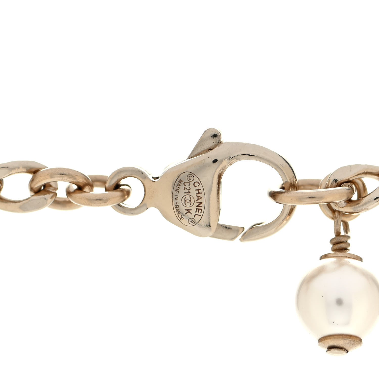 Chanel Crystal Pearl CC Pendant Necklace Gold 4 of 4