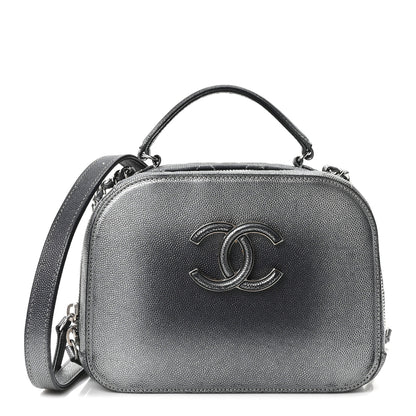 Chanel Metallic Caviar Small Coco Curve Vanity Bag Navy Blue Silver 1 of 9