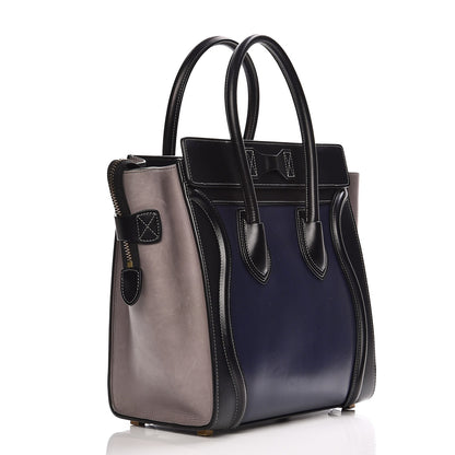 Celine Glazed Calfskin Micro Tri-Color Luggage Dark Blue 3 of 8