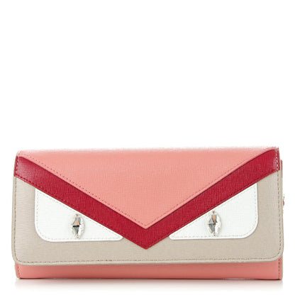 Fendi Vitello Elite Crystal Eye Monster Continental Wallet on Chain Grigio Polvere Ribes Multicolor 1 of 7