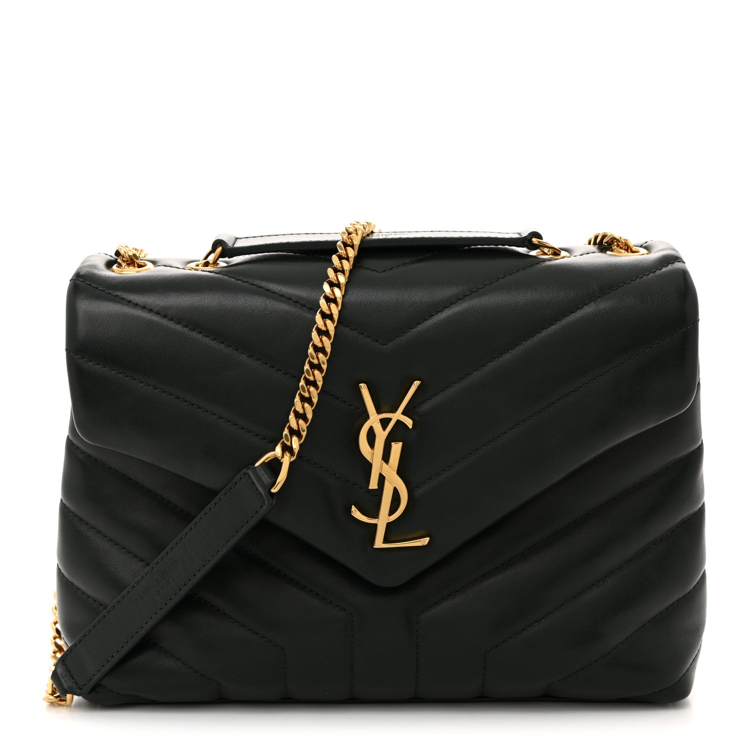 Saint Laurent Calfskin Y Quilted Monogram Small Loulou Chain Satchel Dark Mint 1 of 15