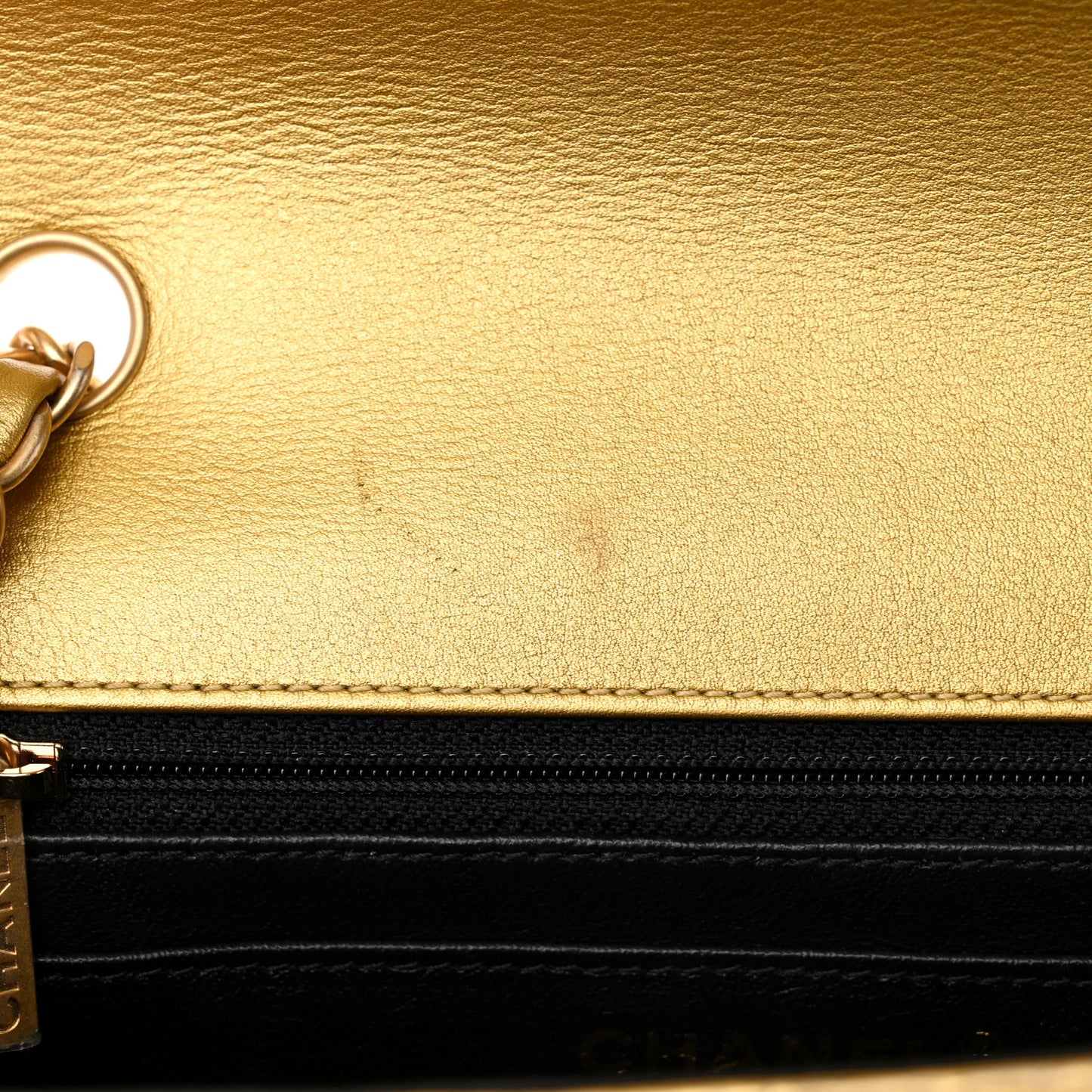 Metallic Calfskin Crocodile Embossed Cocodile Rectangular Mini Flap Gold