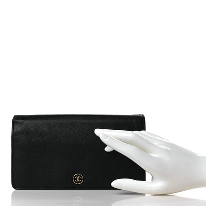 Chanel Grained Calfskin CC Button Yen Wallet Black 2 of 8