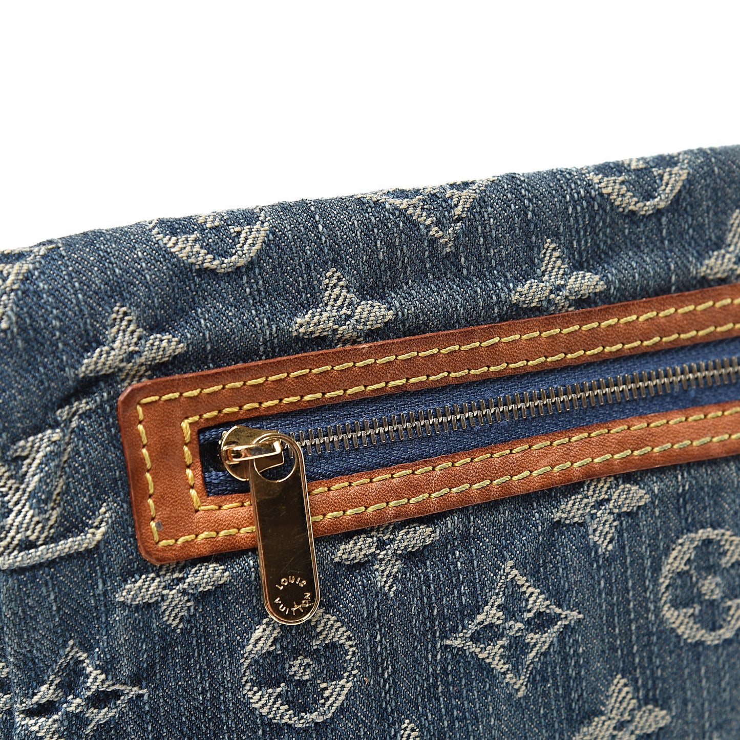 Monogram Denim Pochette Plat Clutch Blue