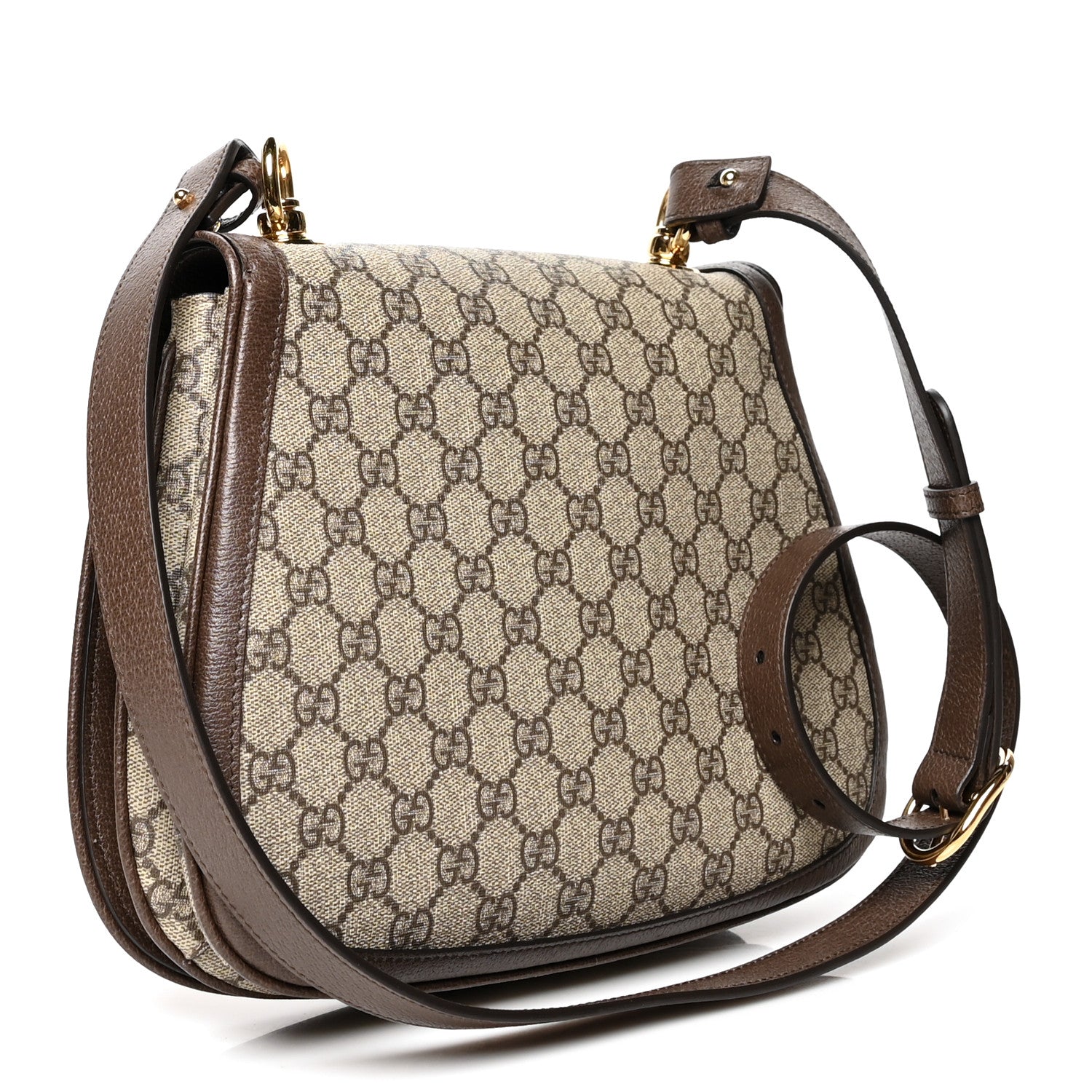 Gucci GG Supreme Monogram Textured Dollar Calfskin Medium Blondie Shoulder Flap Bag Beige Ebony New Acero 3 of 11