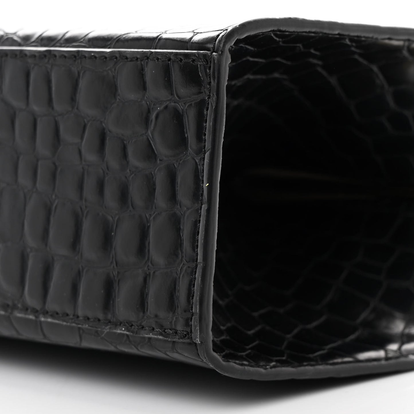 Crocodile Embossed Medium Chunky Chain Bag Black