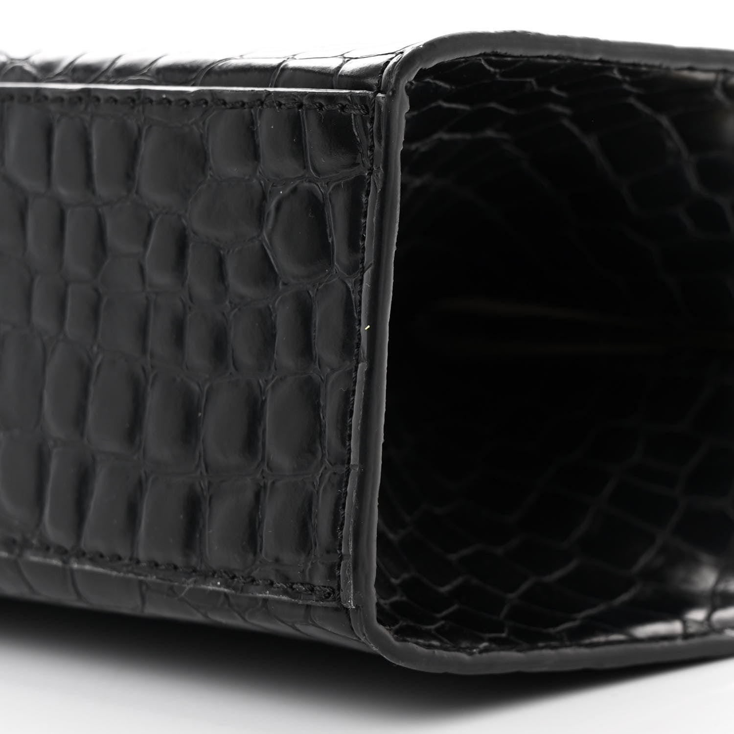 Stella McCartney Crocodile Embossed Medium Chunky Chain Bag Black 10 of 10