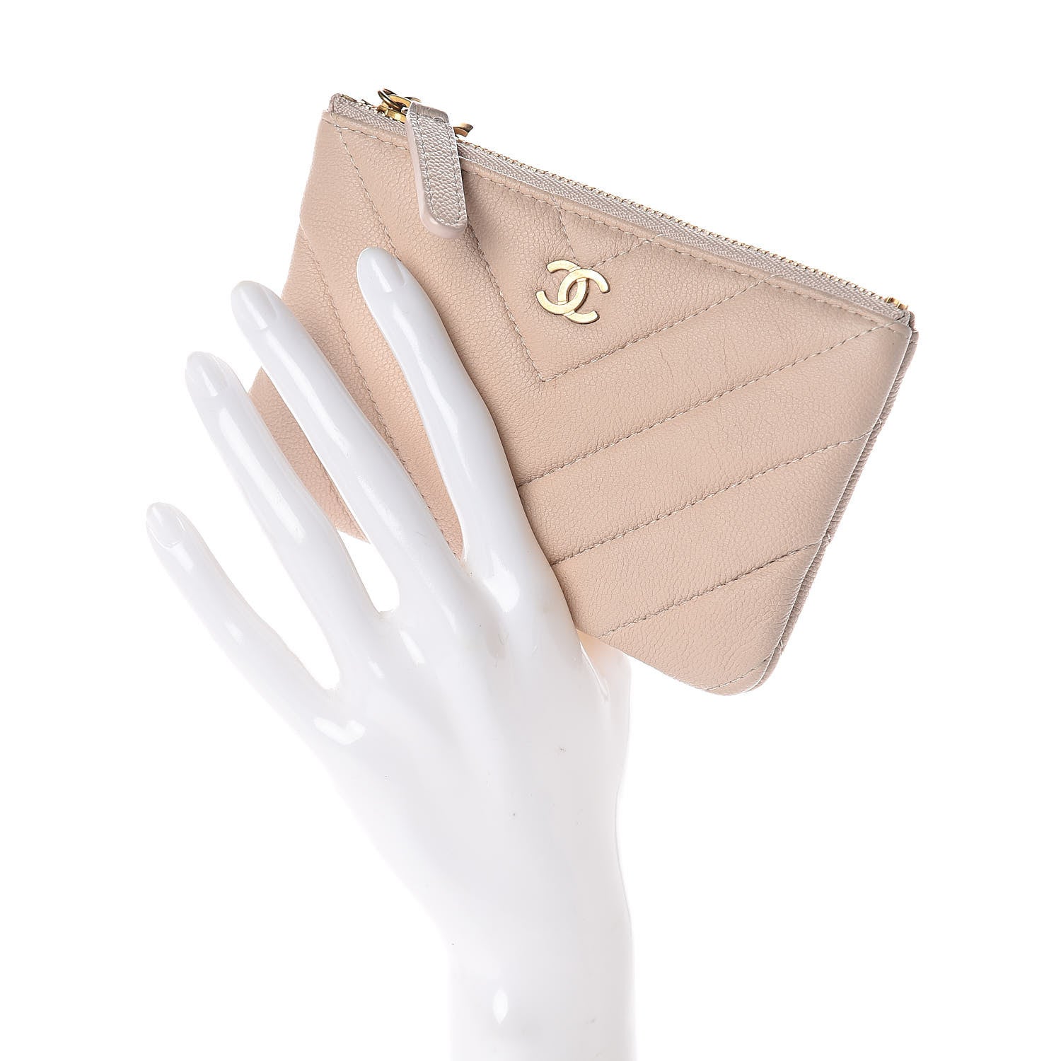 Chanel Caviar Chevron Quilted Small Ancient Greek Charms Cosmetic Case Light Pink 2 of 8
