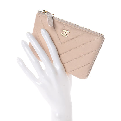 Chanel Caviar Chevron Quilted Small Ancient Greek Charms Cosmetic Case Light Pink 2 of 8