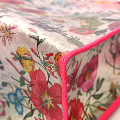 Gucci Calfskin Textured Vinyl Print Flora Tote Fluorescent Fuchsia 12 of 12