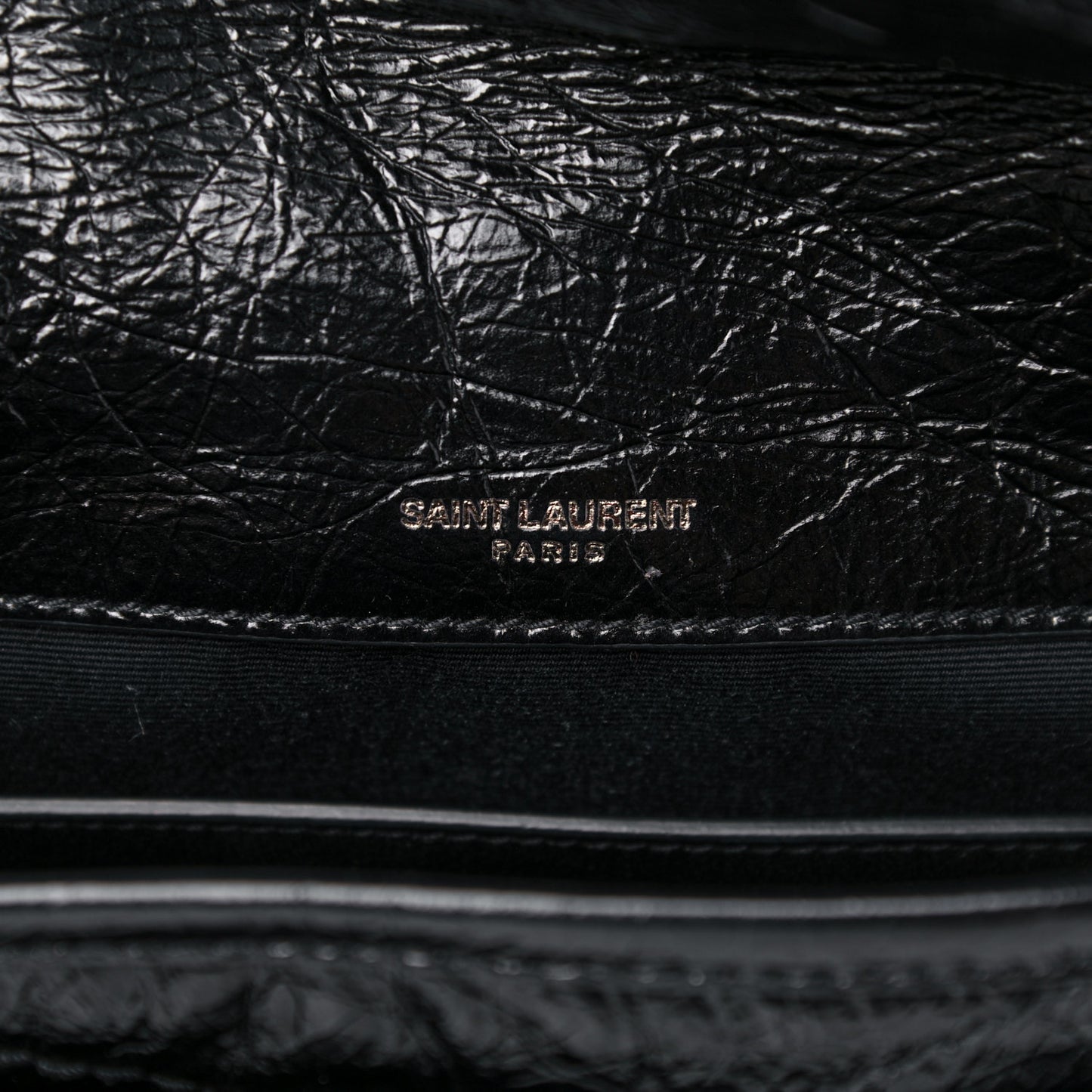 Crinkled Calfskin Matelasse Monogram Baby Niki Chain Satchel Black