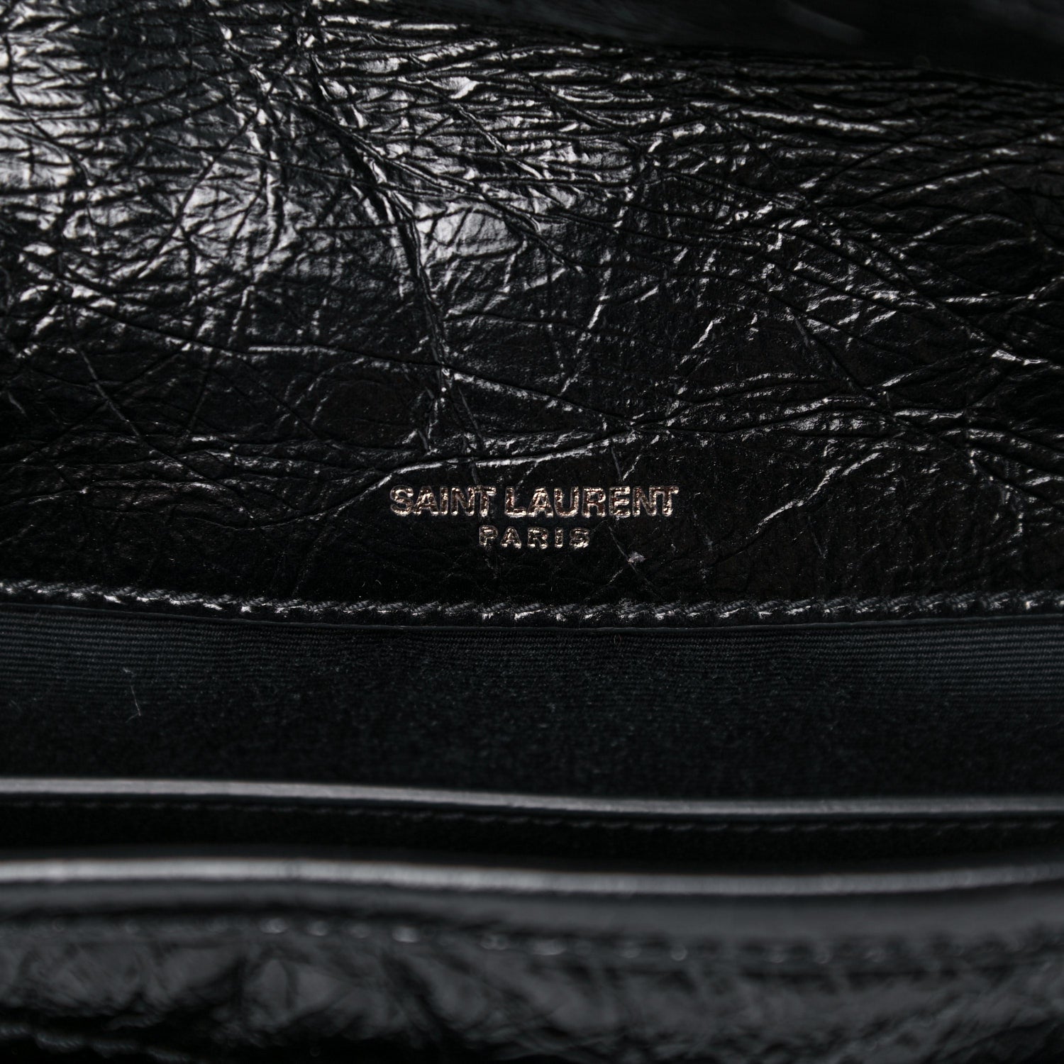 Saint Laurent Crinkled Calfskin Matelasse Monogram Baby Niki Chain Satchel Black 5 of 11