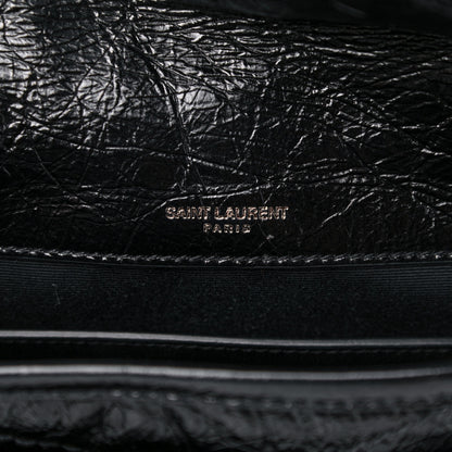 Saint Laurent Crinkled Calfskin Matelasse Monogram Baby Niki Chain Satchel Black 5 of 11
