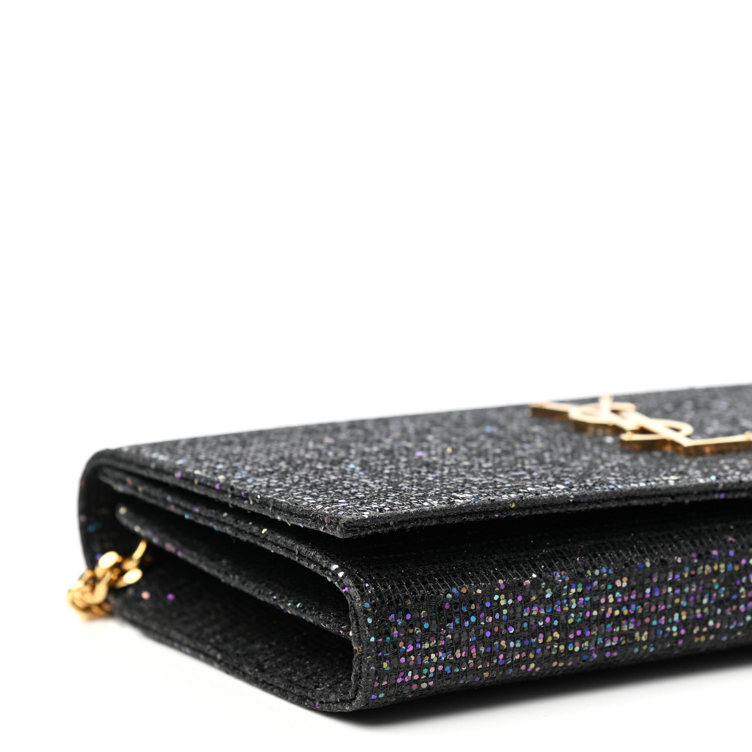 Saint Laurent Glitter Classic Monogram Chain Wallet Black Multicolor 8 of 10