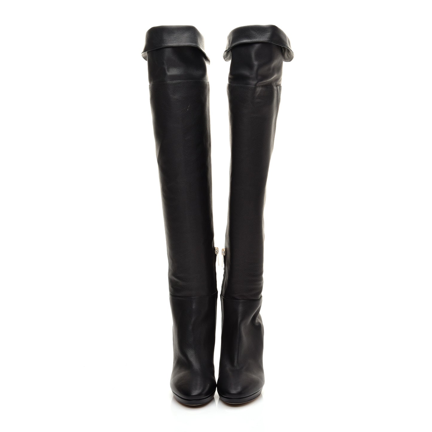 Grainy Calfskin Hayley 100 Over The Knee Boots 36 Black