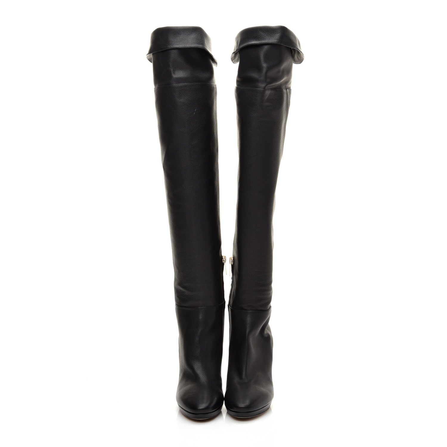 Jimmy Choo Grainy Calfskin Hayley 100 Over The Knee Boots 36 Black 2 of 7
