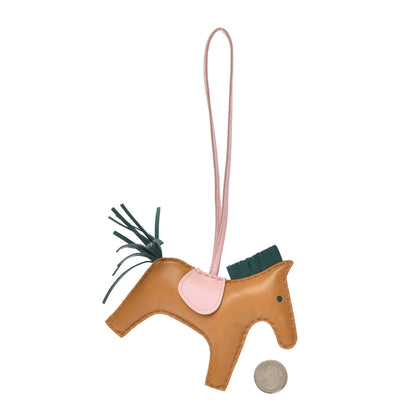 Hermes Milo Lambskin Grigri Rodeo Horse Bag Charm MM Sesame Malachite Rose Sakura 2 of 3