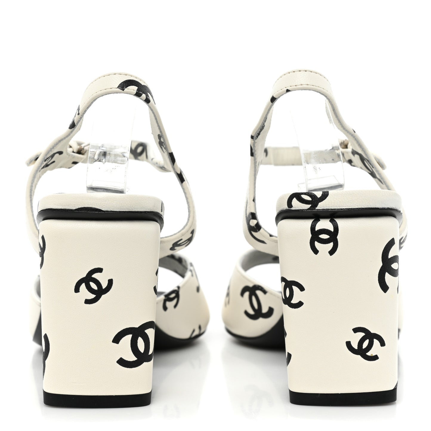Lambskin Printed Coco Beach Sandals 37 White Black