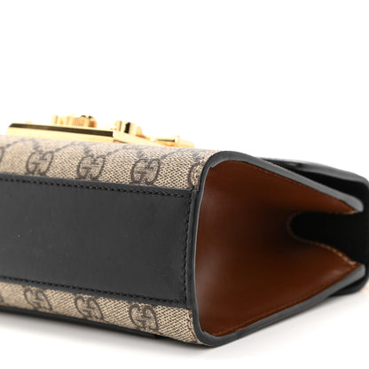 Gucci GG Supreme Monogram Calfskin Small Padlock Shoulder Bag Beige Black Cuir 10 of 15