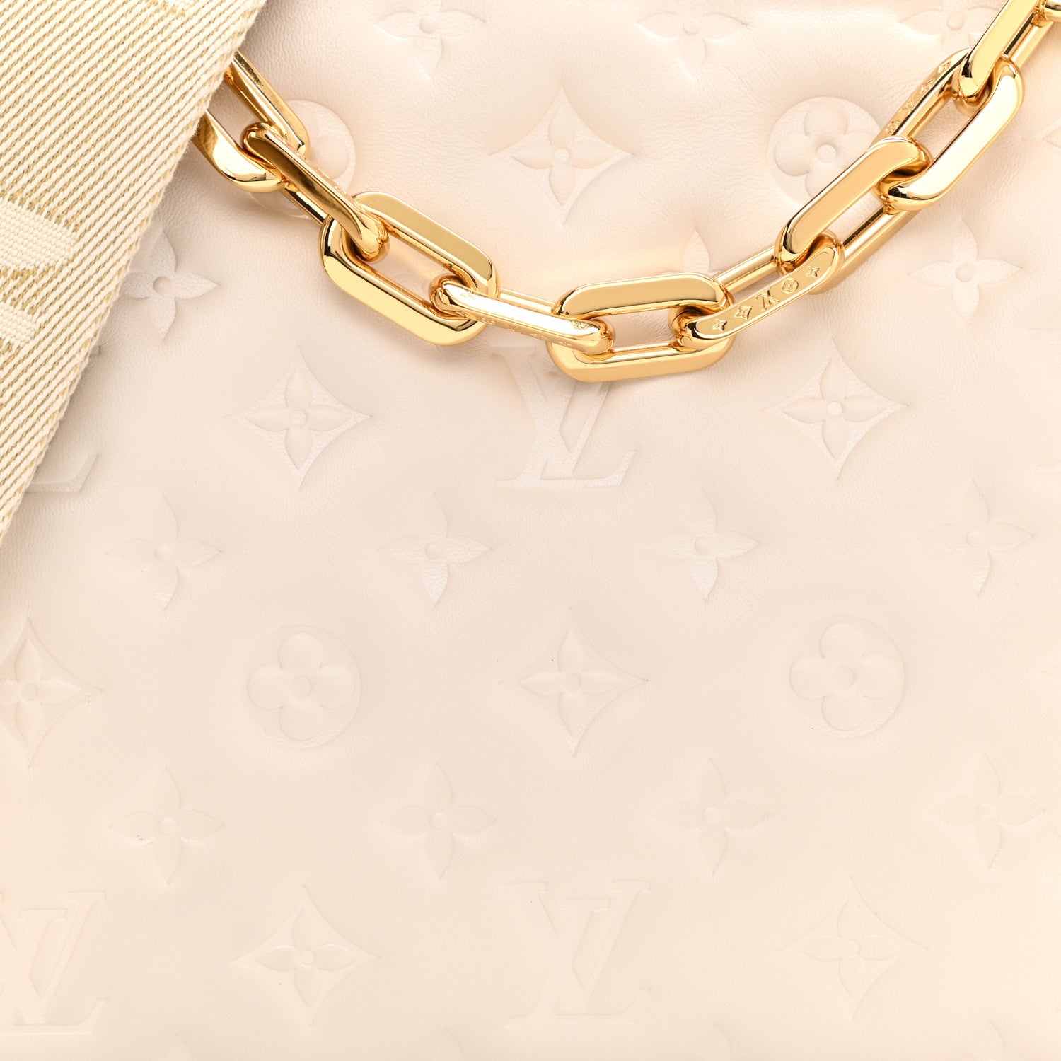 Louis Vuitton Lambskin Embossed Monogram Coussin PM Cream 17 of 17