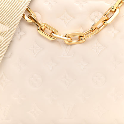 Louis Vuitton Lambskin Embossed Monogram Coussin PM Cream 17 of 17