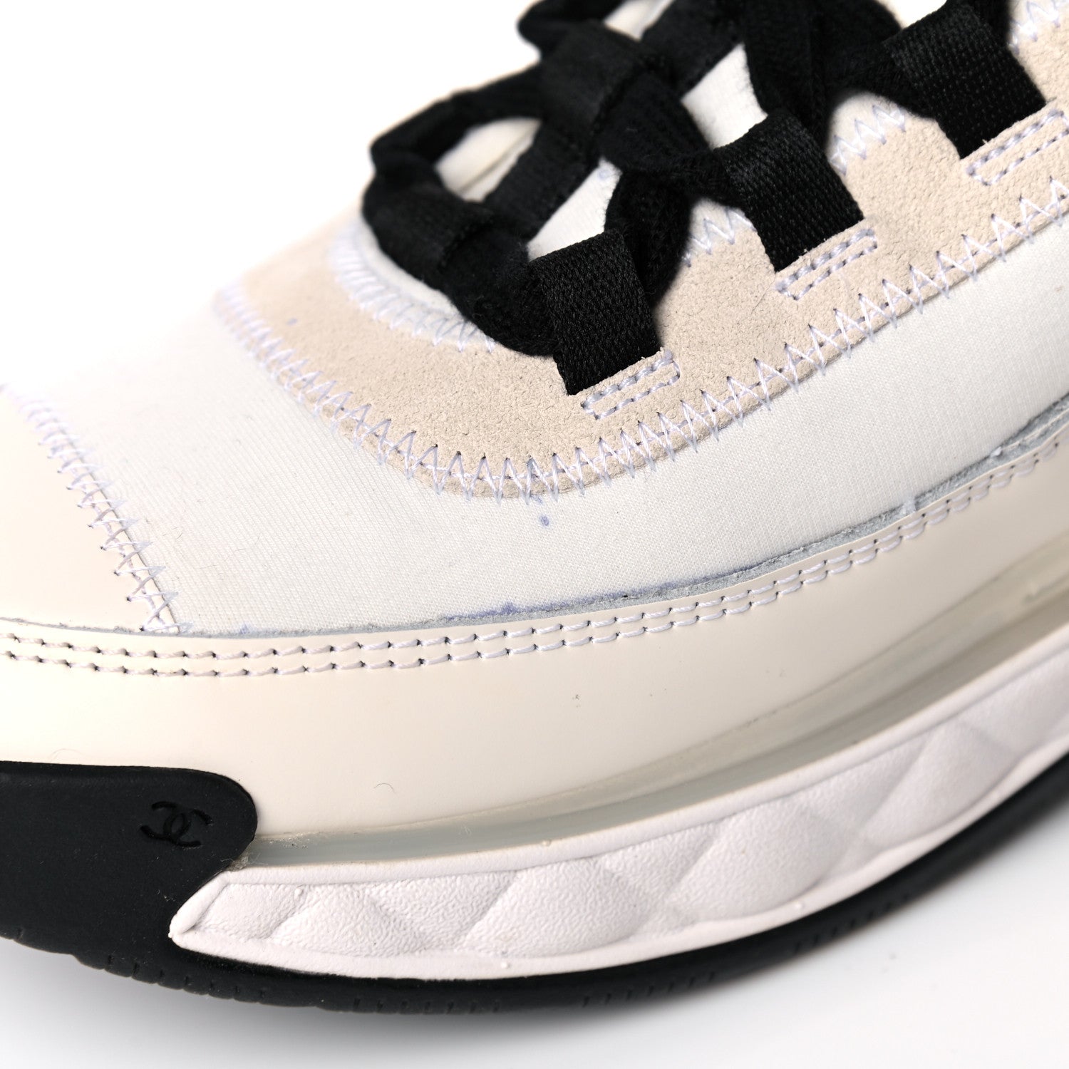 Chanel Velvet Calfskin Mixed Fibers CC Sneakers 39 Ivory Black 16 of 17