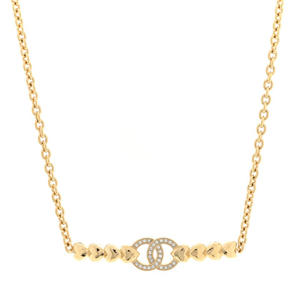 Chanel Crystal CC Heart Link Choker Necklace Gold 1 of 4