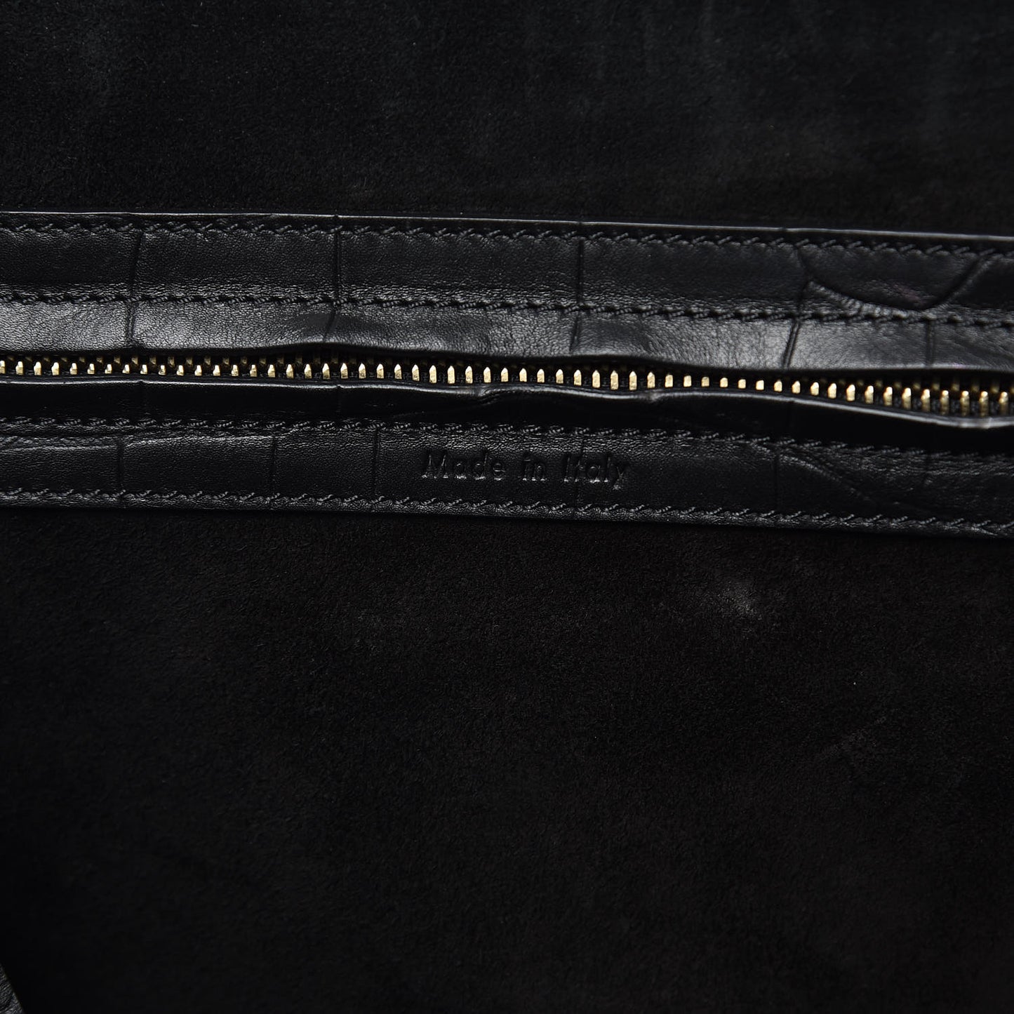 Crocodile Embossed Calfskin Medium Phantom Luggage Black